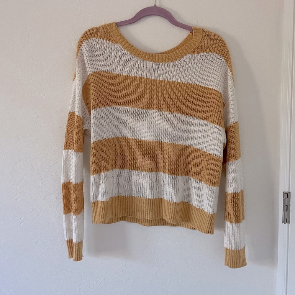 American eagle knit yellow striped sweater
